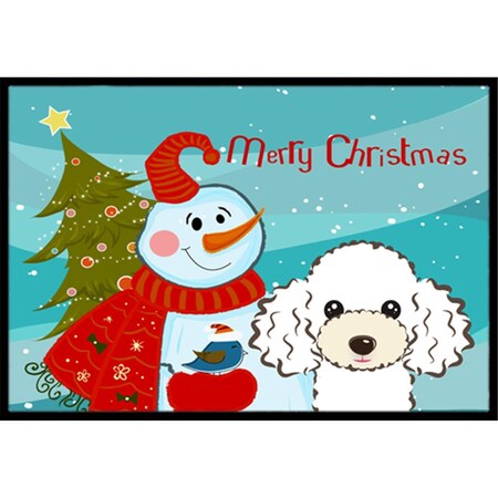 Carolines Treasures Snowman With White Poodle Indoor and Outdoor Mat- 24 x 36 in. BB1877JMAT